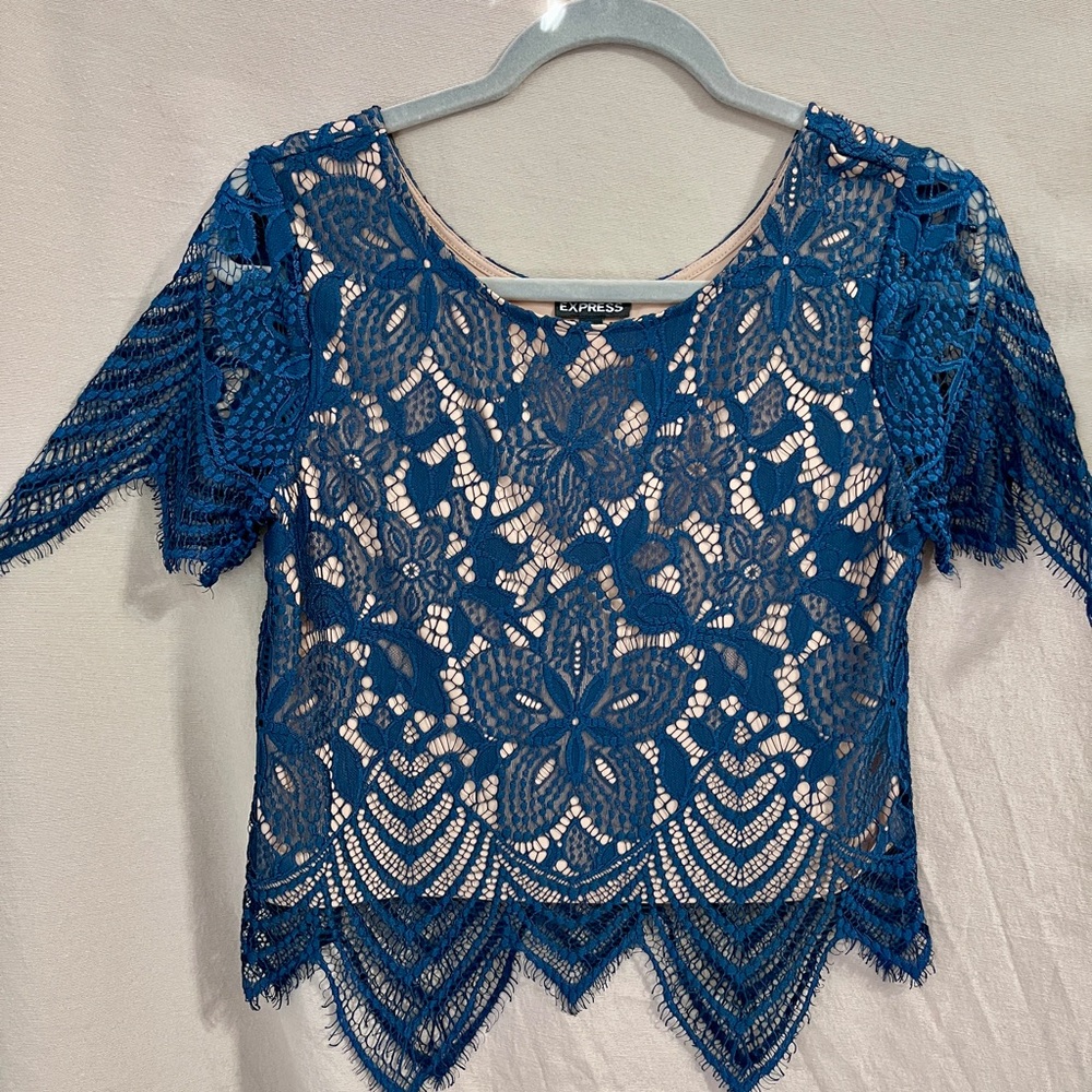 Blue Lace Top | Express Size XS